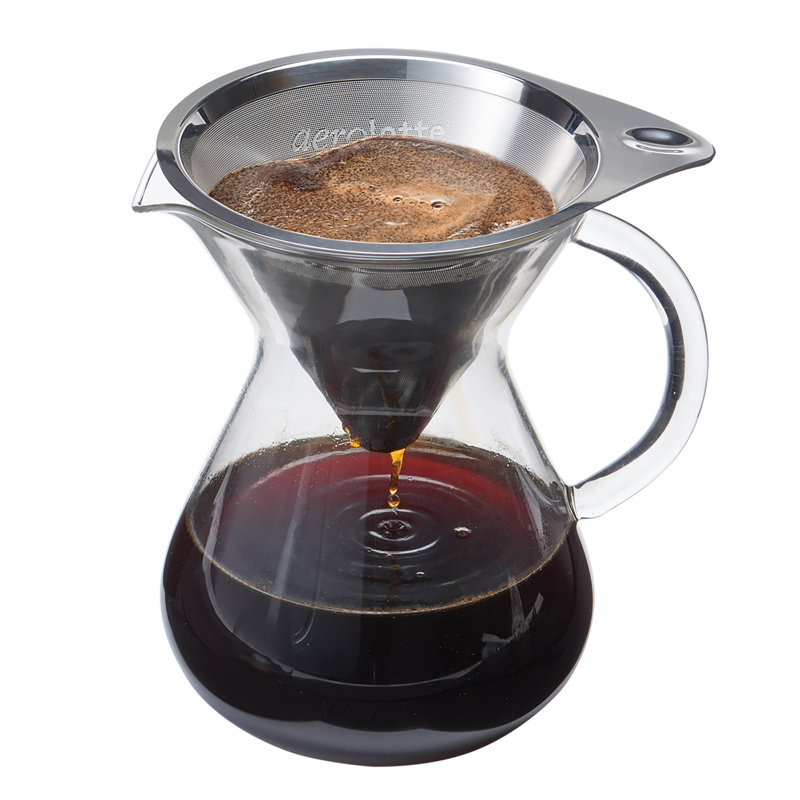 Compact Stainless Steel and Glass Drip Coffee Brewer