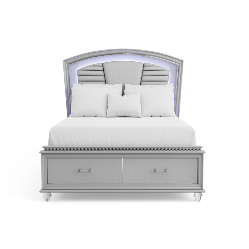 Lit plateforme avec rangement Belliveau, Grand lit, Argent argent