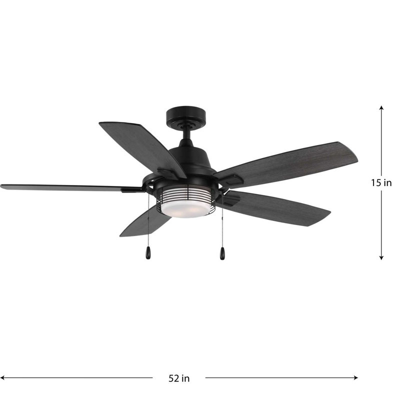 Matte Black 52'' Ceiling Fan with Light Kit and Remote