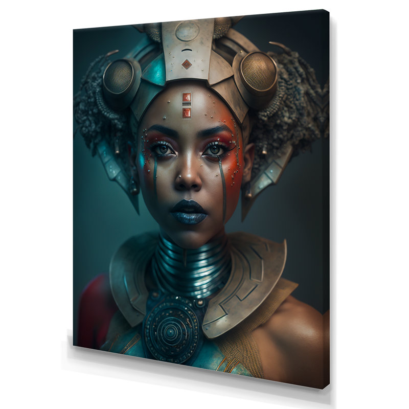 Cordray Futuristic African American Warrior sur toile, H 20 po x l 12 po x P 1 po, Toile tendue