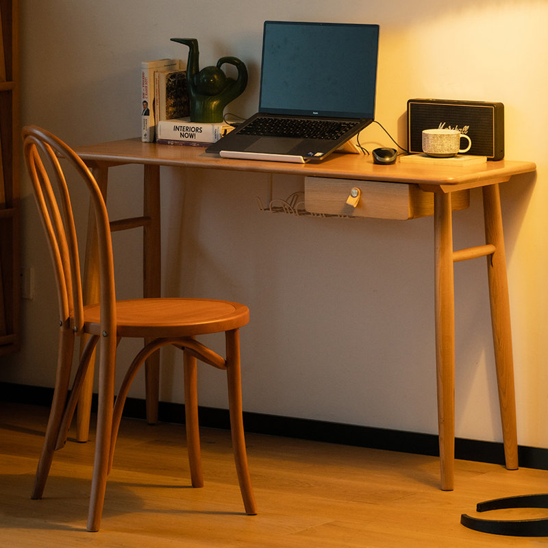 Bureau rectangulaire en bois massif et en bois manufacturé 47,24 "avec 1 tiroir Burlywood