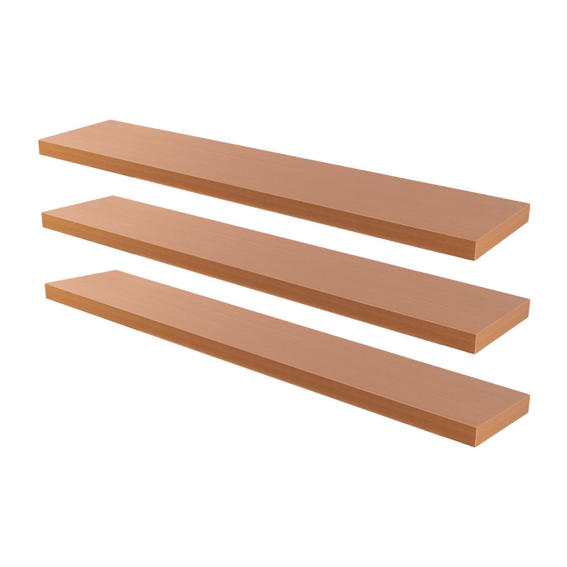 Harbour Housewares - Modern Floating Wall Shelves, 4cm H x 60cm W x 23.5cm D, Natural