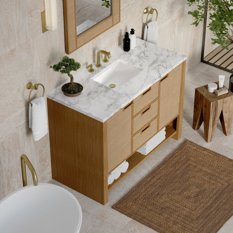 Solene 48'' W Single Vanity, Carrara Marble, 8" Centers