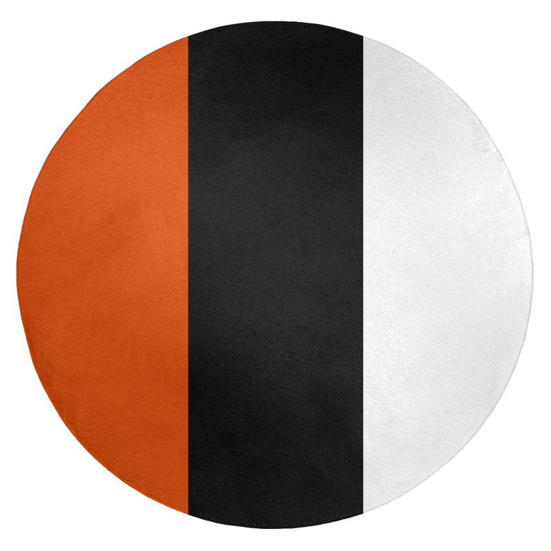 Tapis orange / noir tissé à plat Baltimore, Rond 5 pi
