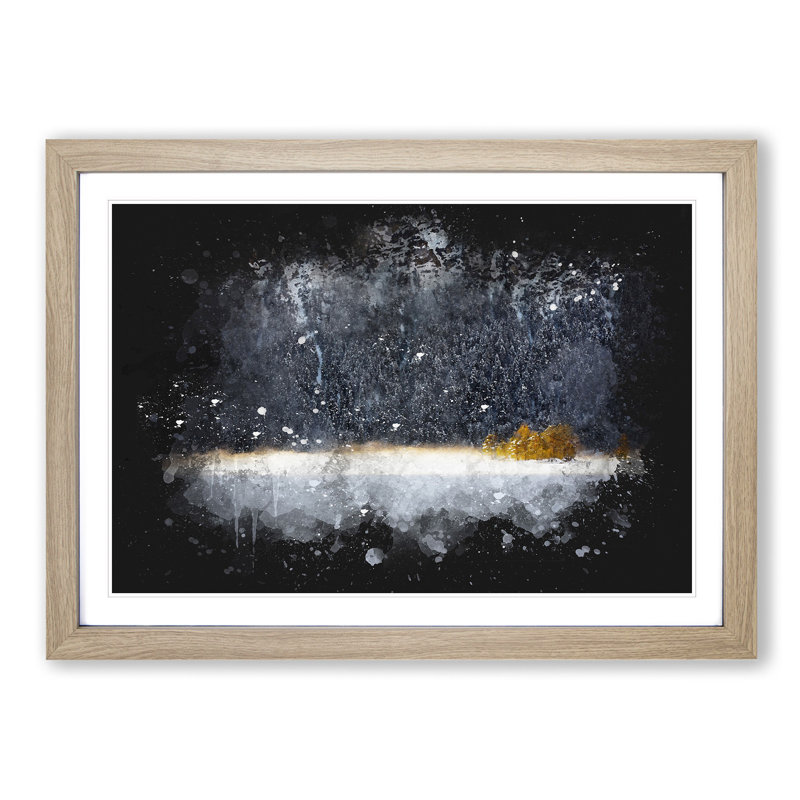 Eibsee Lake In Germany Paint Splash - Picture Frame Graphic Art, 33cm H x 45cm W x 2cm D, Oak Framed