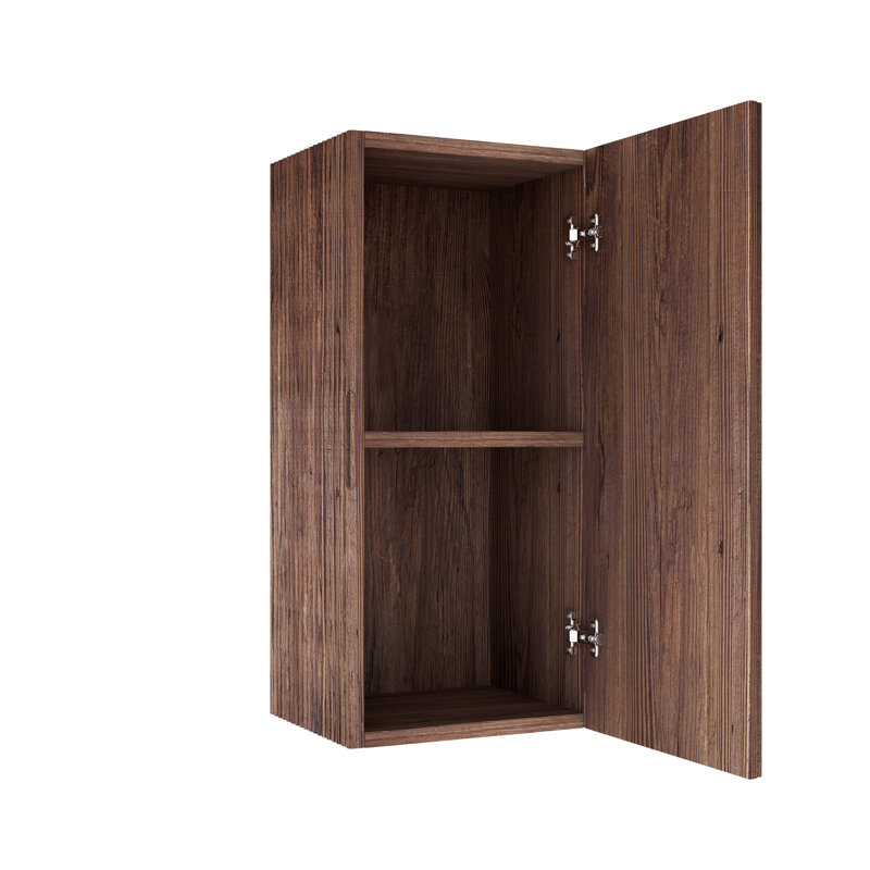 Christlynn Wall-Mounted Floating Striped Bathroom Side Cabinet with Door, 29.53" H x 13.78" W x 11.81" D, Walnut