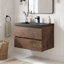 Meuble-lavabo mural en mélamine de bois de rose de 76 cm (30 po), résistant à l'usure, aux égratignures et à la porosité, surface facile à nettoyer, préassemblé.-836164480