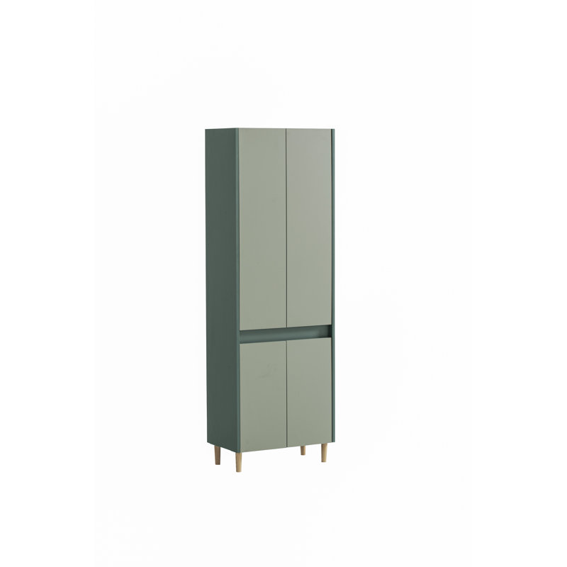 Bowery Freestanding Linen Cabinet, Forest Green/Pistachio