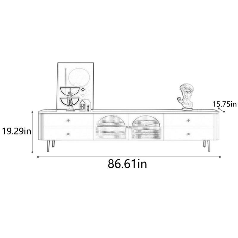 Meuble télé Crème, 86.61"