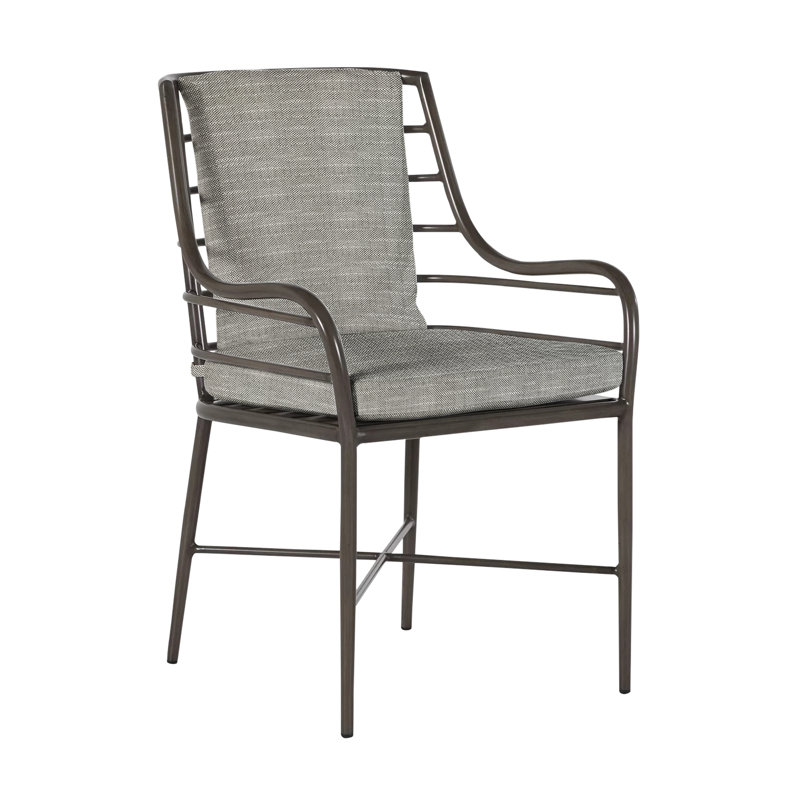 Carmel Patio Dining Armchair with Cushions, Rollo Silver, No Welt