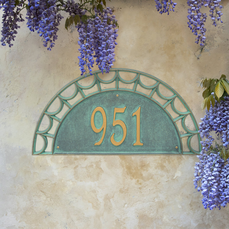 Plaque d'adresse murale 1 ligne Signature Series, Vert-de-gris, Bronze, Oui