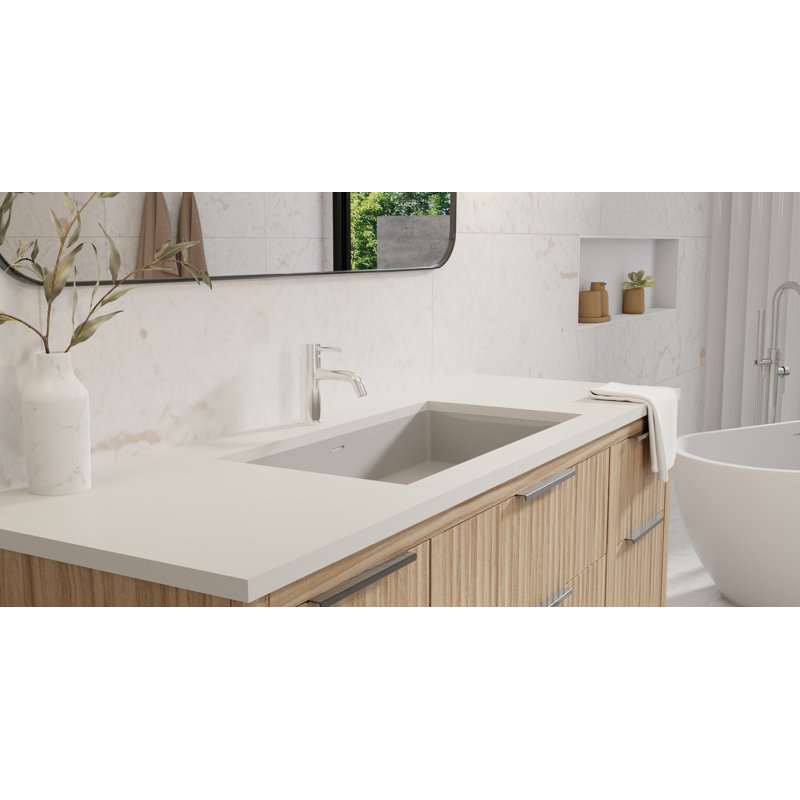 Badeloft 31.4" x 16.7" Stone Resin Undermount Bathroom Sink UB-05-L-MGRY in Matte Gray, Matte Gray