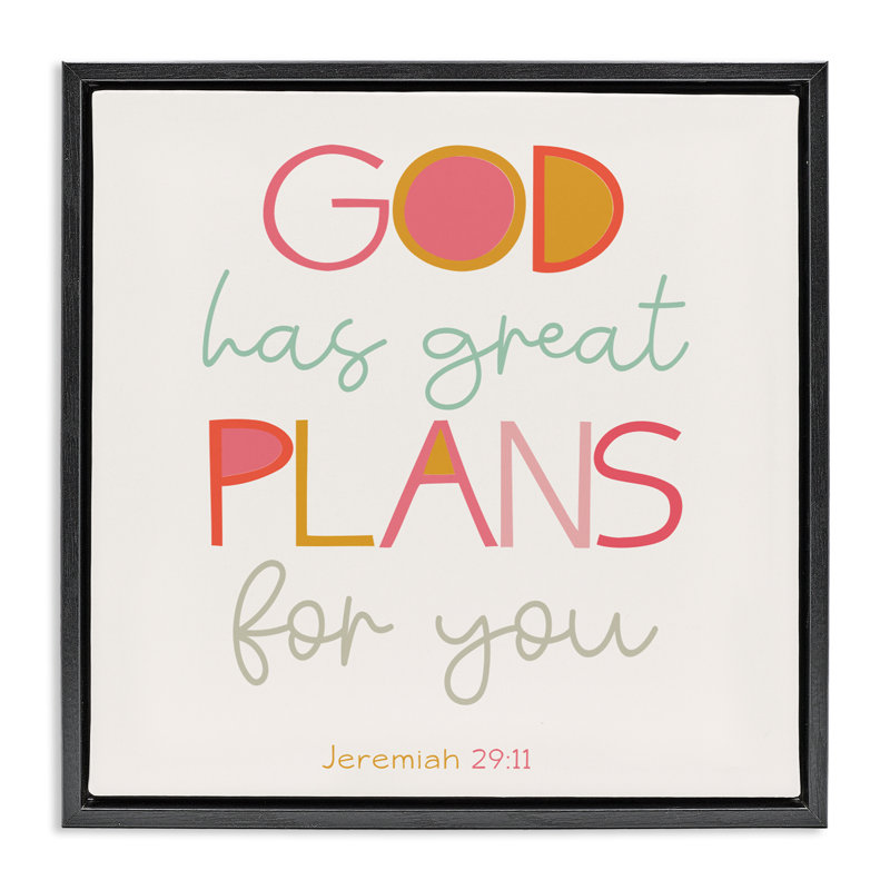 Cadre flottant God plans for you, design par SD Graphics Studio, Cadre flottant noir de jais, H 18 po x l 18 po