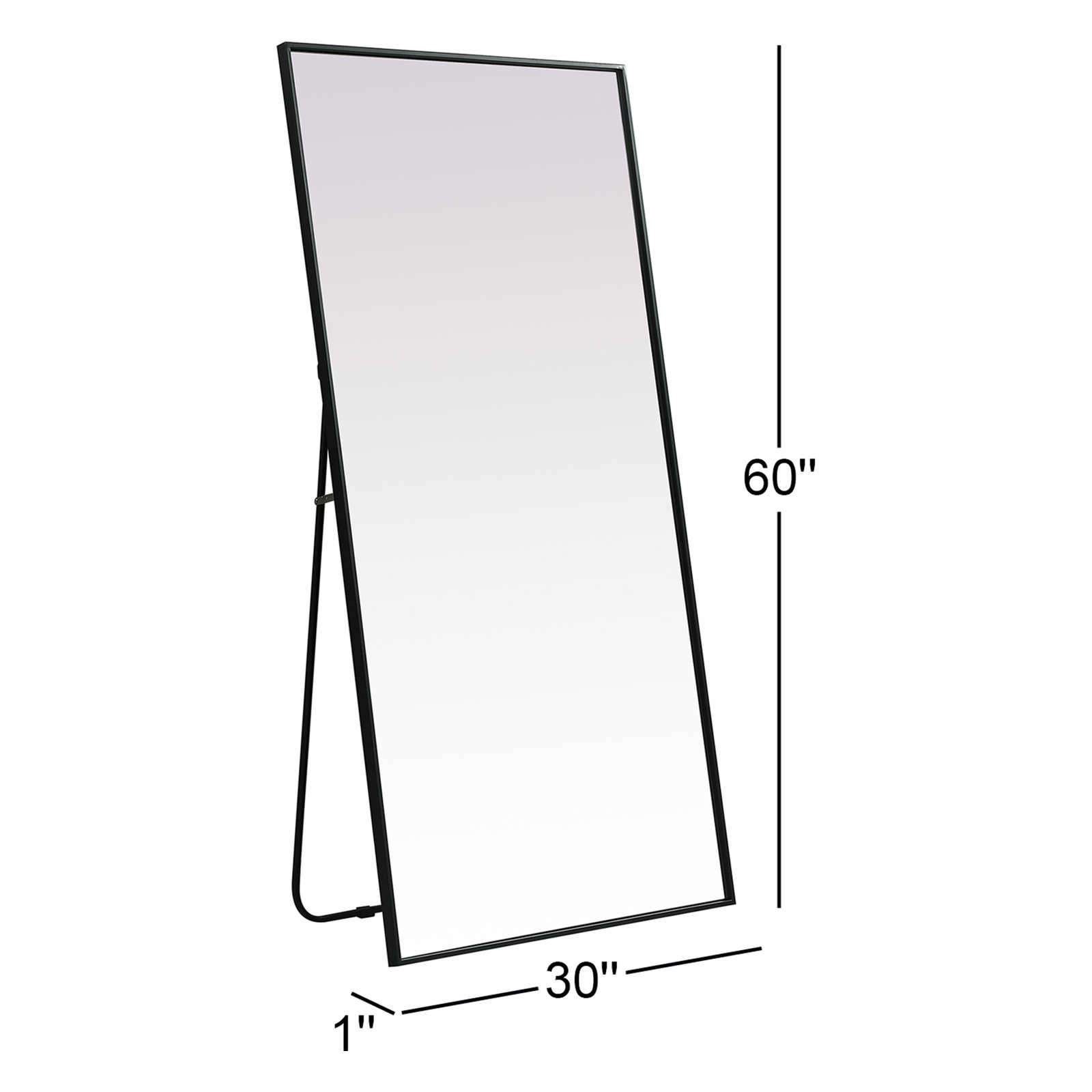 Sabine Full-Length Mirror, 60" x 30", Black