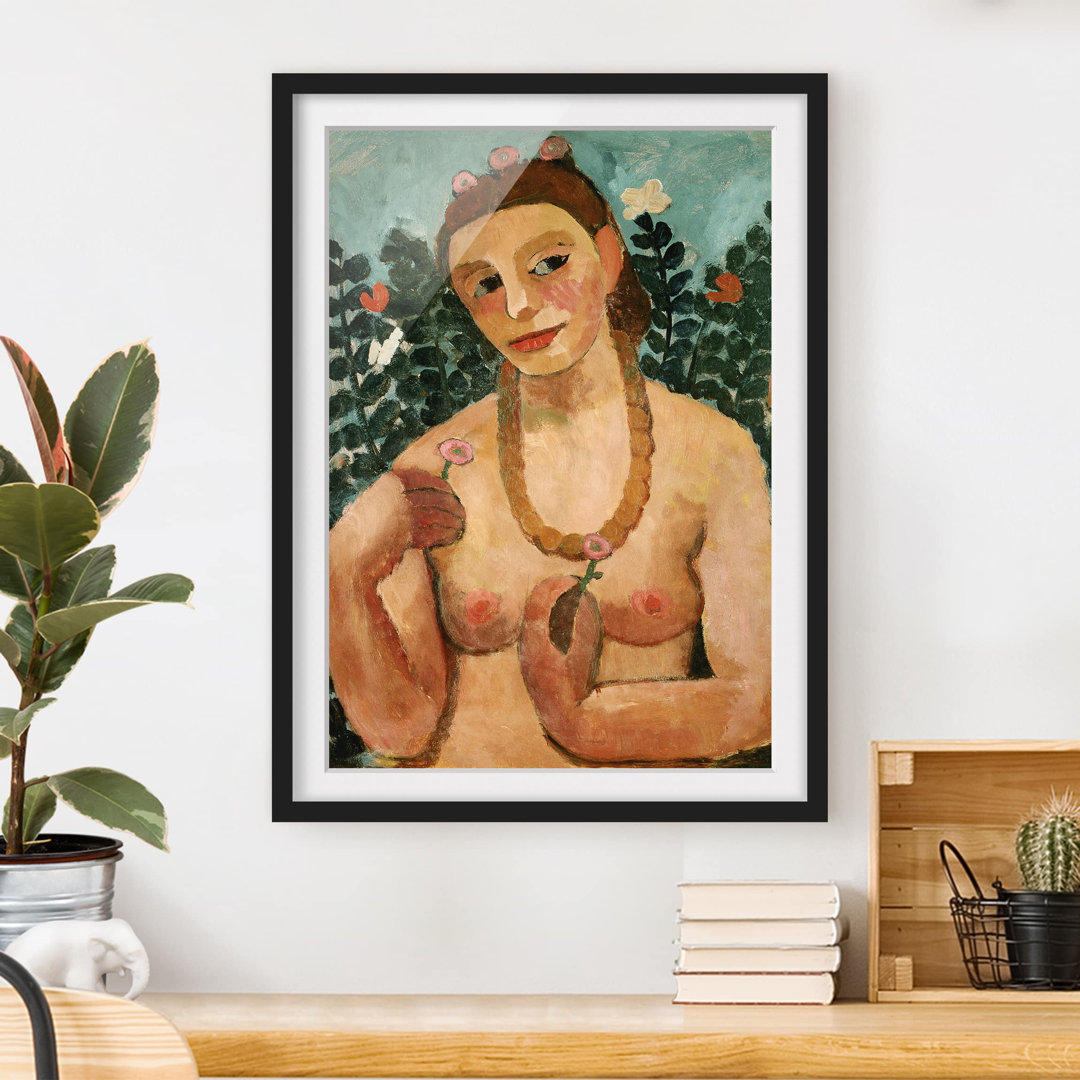 Gerahmtes Poster Half Nude with Amber Necklace