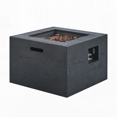 Foyer d'extérieur carré avec brûleur en acier MGO, brûleur en acier léger de 24,02 pouces avec flamme réglable, 40 000 BTU