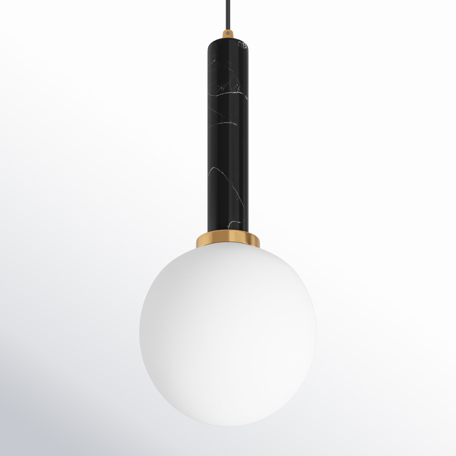 Romania Dimmable Single Light Pendant, Black/Brass