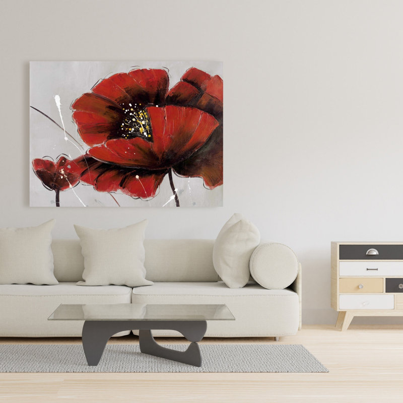 Fleurs de coquelicot rouges - Toile contemporaine pour décoration de salon