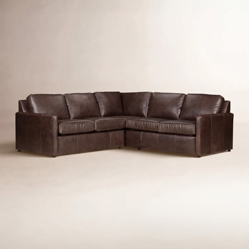Savannah 2-Piece Genuine Leather Sectional, Bistro Rustic Genuine Leather