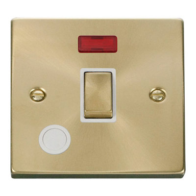 Satin Brass 1 Gang 20A Ingot DP Switch With Flex With Neon