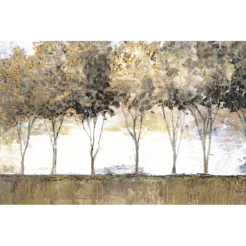 Neutral Treeline - Wrapped Canvas Painting, 61cm H x 91cm W x 3.8cm D
