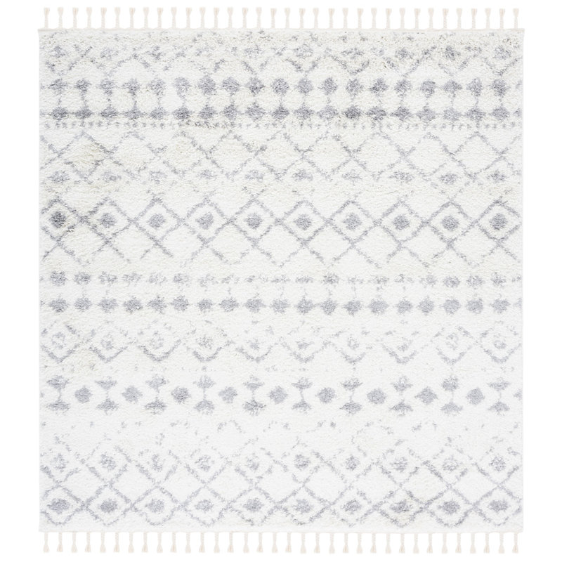 Akifumi Fringe Shag Performance Southwestern Rug, Square 6'7"