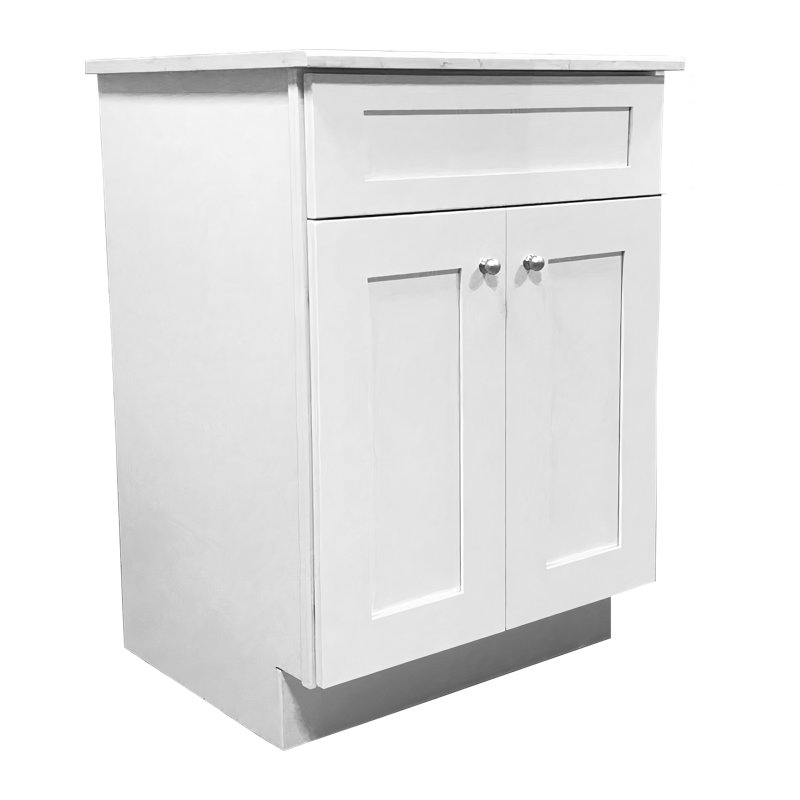 Chrisna 25'' Single Bathroom Vanity with Quartz Top, White