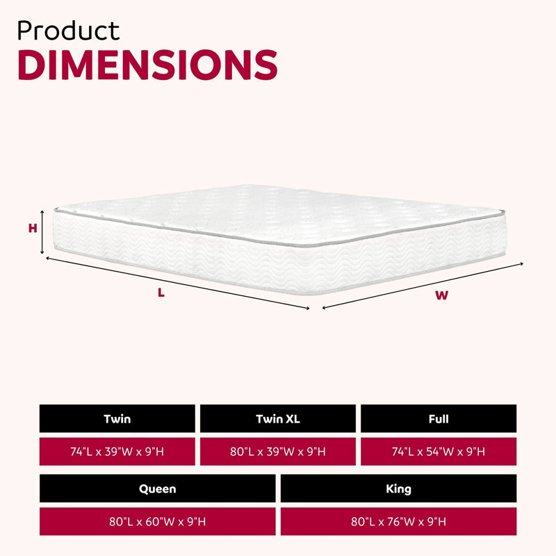 Matelas à ressorts ensachés Twin XL de 23 cm (9 po), confort optimal, livraison comprimée, compatible avec les sommiers articulés, mousse haute densité, tissu tricoté doux, soutien renforcé des bords, utilisation en chambre à coucher