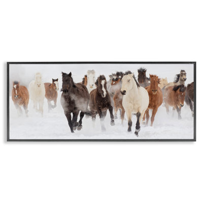«Wild Horses Herd Foggy Winter Day Run Snow» par Danita Delimont - Peinture