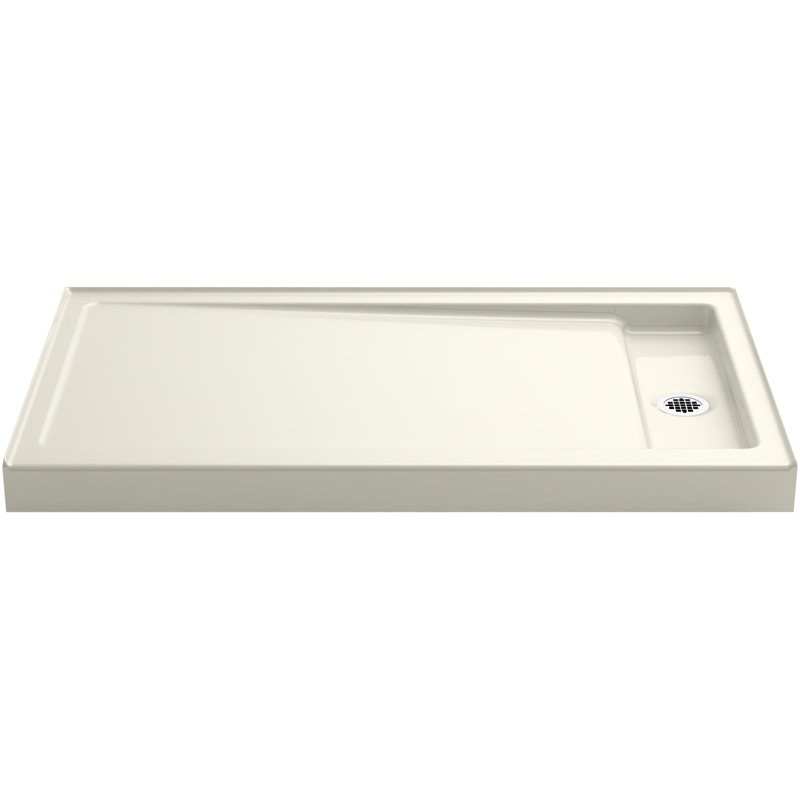 Bellwether 60" x 34" Single-Threshold Shower Base, Biscuit, Right Center