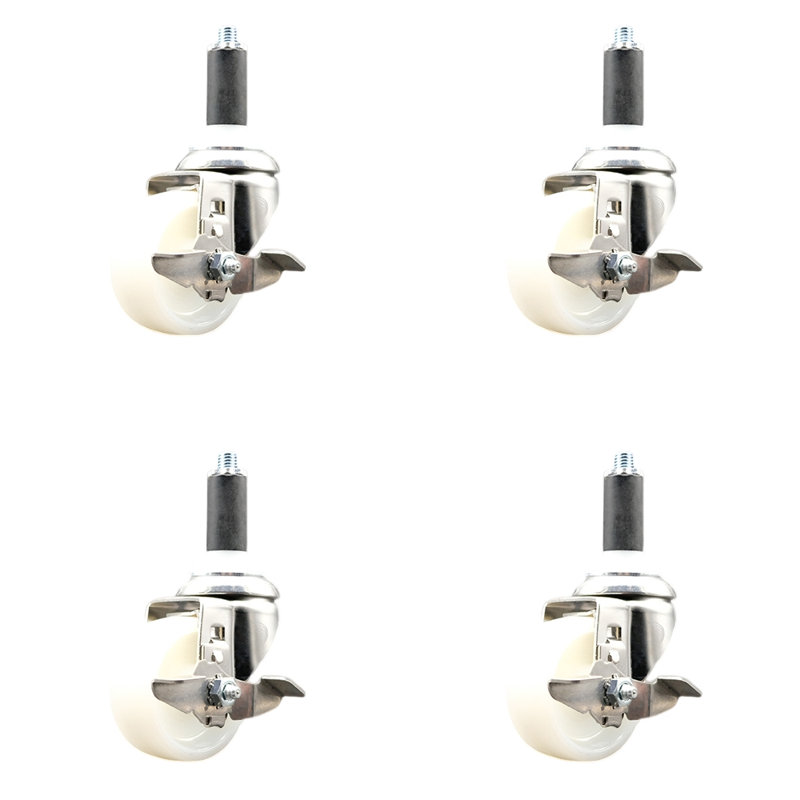 Nylon Swivel Expanding Stem Caster Set Brake