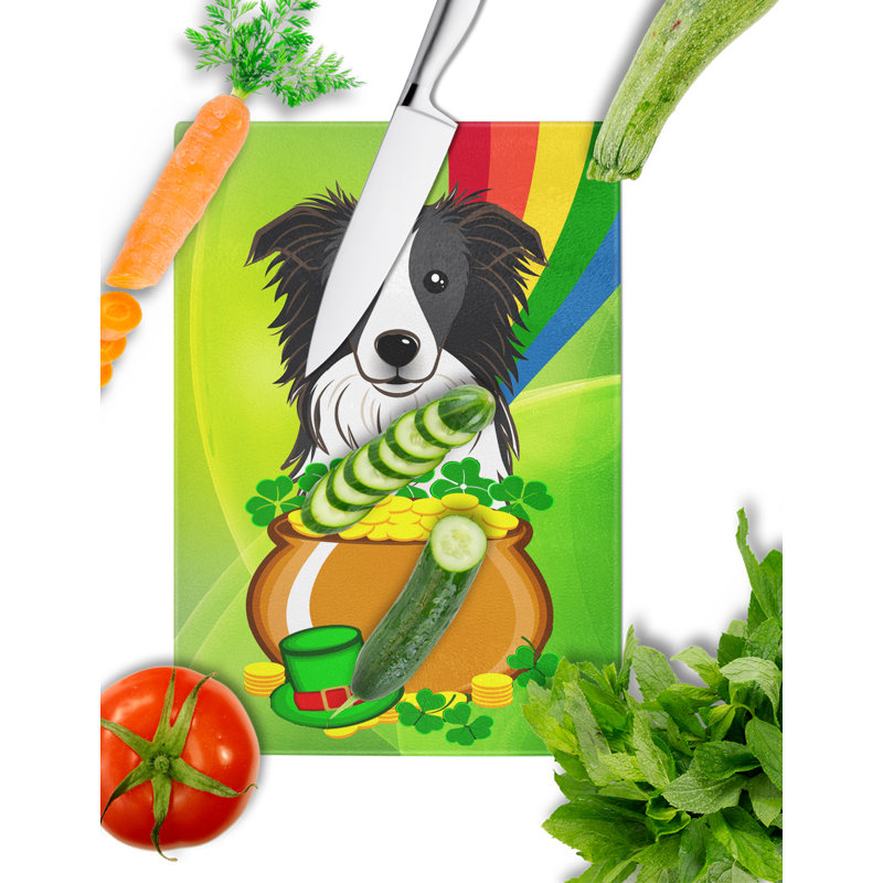Caroline's Treasures Tempered Glass St. Patrick's Day Cutting Board, Border Collie