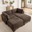 Canapé d'angle modulaire en chenille, 2 poufs amovibles, mousse haute densité, montage facile-14394265-14394264
