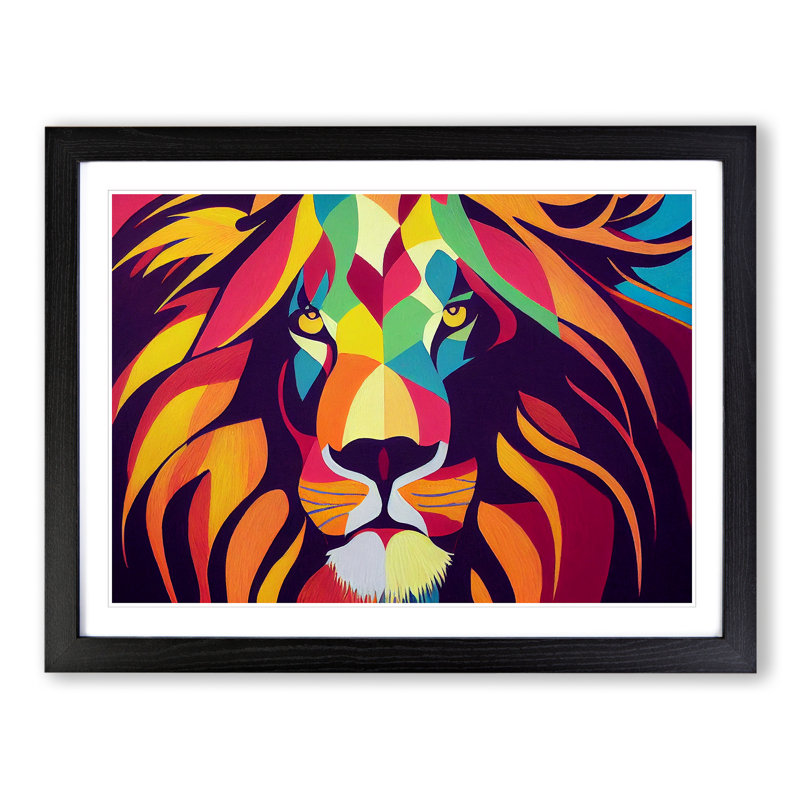 Abstract Lion Vol.1 - Framed Print, Black, 25cm H x 34cm W x 2cm D