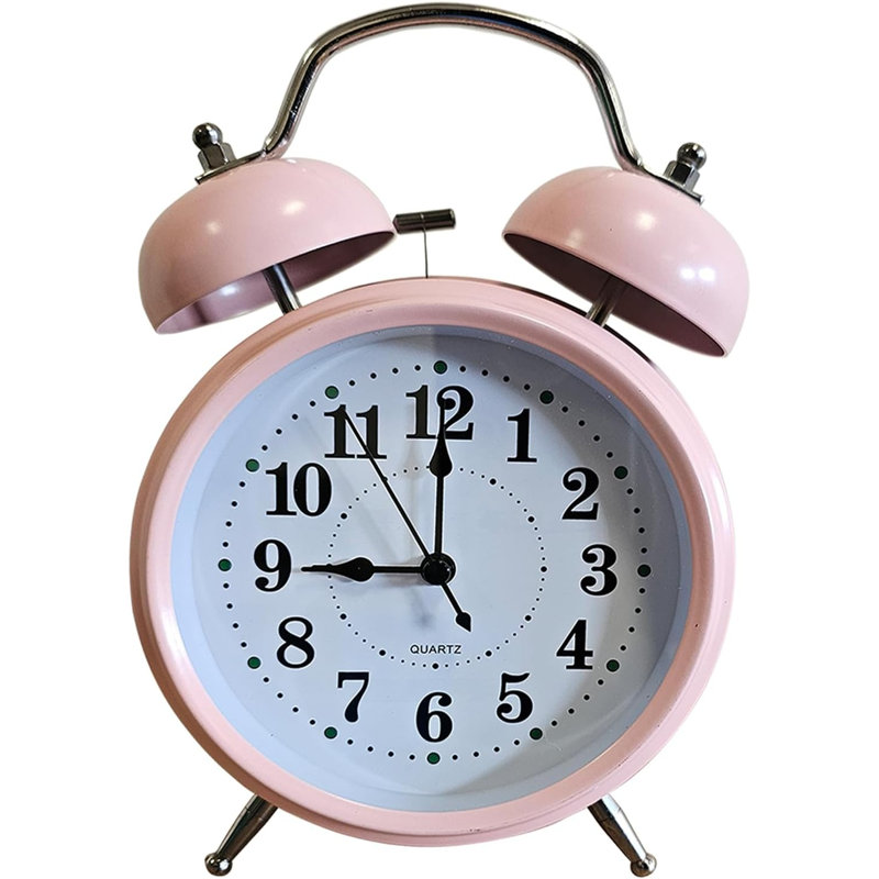 Roman Numeral Quartz Movement / Crystal Alarm Tabletop Clock, Pink