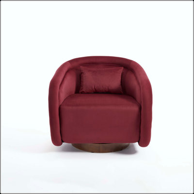 Swivel Accent Barrel Chair with Teddy Upholstery and Pumpkin Shape