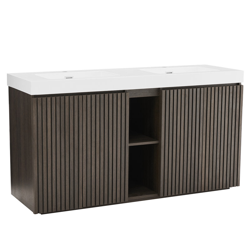 Meuble-lavabo double 60 po, Blanc