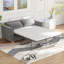 Causeuse-lit escamotable en velours double 70,8 po, canapé-lit 2 en 1 avec matelas en mousse à mémoire de forme pour petits espaces, gris clair-1208150876