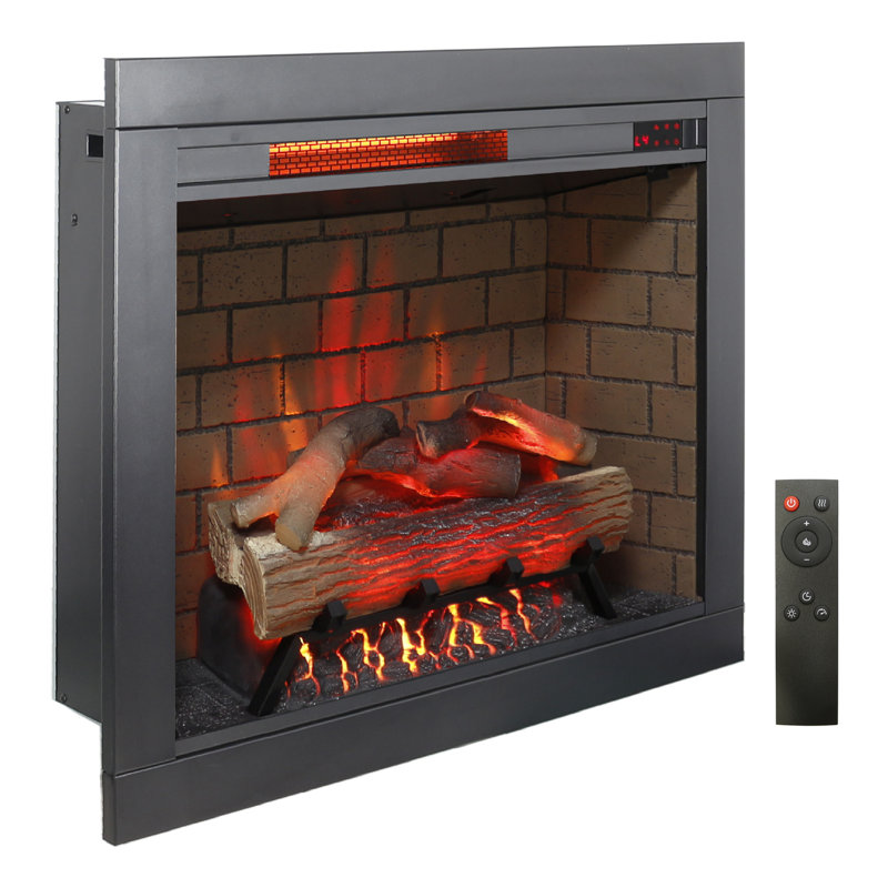 Infrared Electric Fireplace Insert with Removable Trim Kit & Crackling Sound, 27.7" H x 31.7" W x 8.2" D