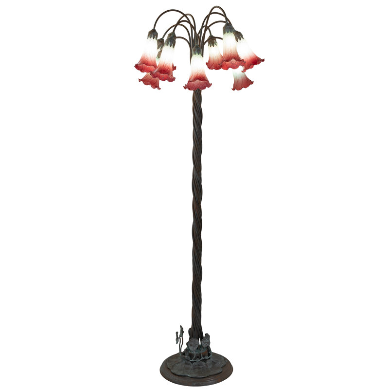 Lampe sur pied 12 lumières 61 "Tiffany Pond Lily 61", Rose / blanc