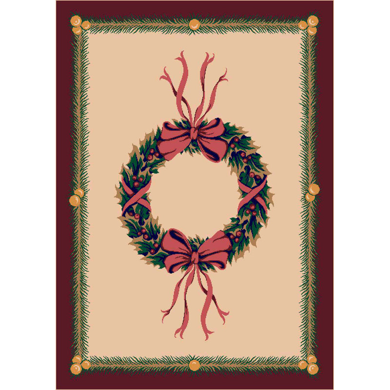 Norsworthy Holiday Wreath Area Rug, Rectangle 3'10" x 5'4"