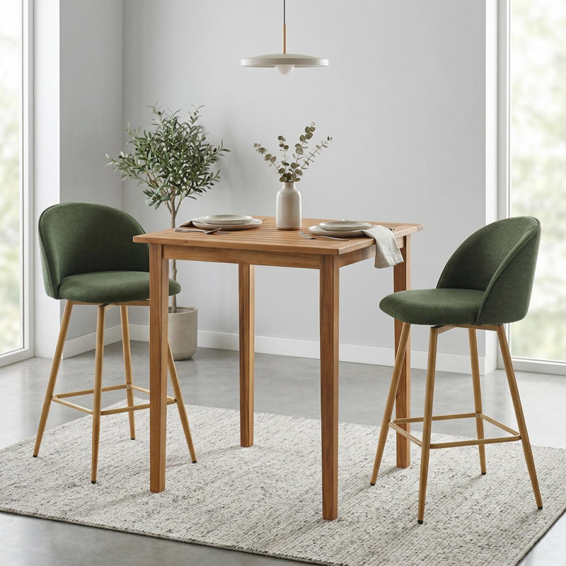Ensemble de salle à manger 3 pièces à hauteur de comptoir avec tabourets pivotants pour petites cuisines, Vert