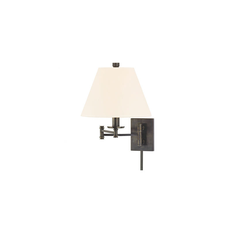 Claremont Swing Arm Sconce, White, Old Bronze