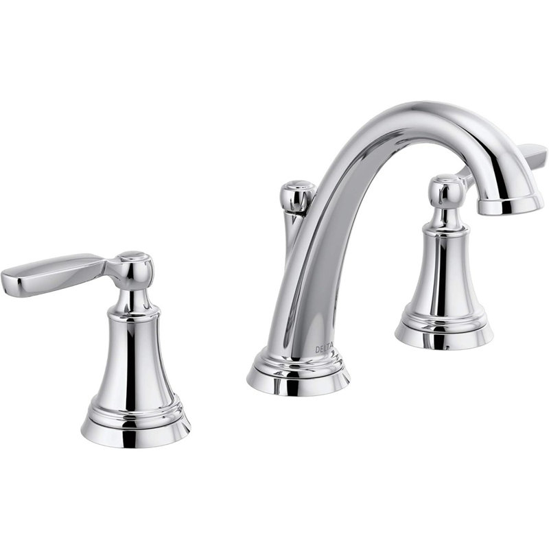 Woodhurst Widespread Bathroom Faucet Chrome, Bathroom Faucet 3 Hole, Bathroom Sink Faucet, Metal Drain Assembly, Chrome 3532LF