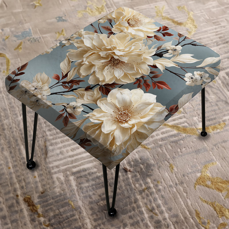 Pivot blanc rectangulaire avec pivoine délicate