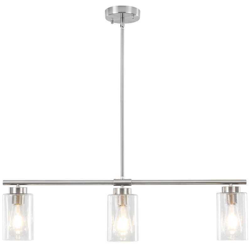 Luminaire suspendu linéaire à 3 lumières pour îlot de cuisine Kimbell, Nickel