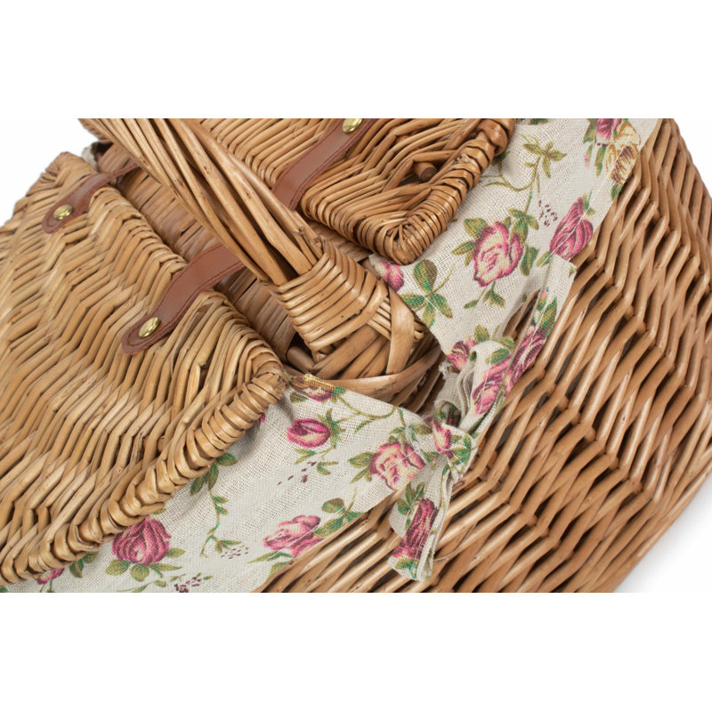 Wicker Lidded Picnic Hamper Basket with Lining