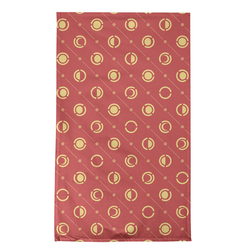 Torchon Moon phases, Marron / Jaune, Croisé en coton