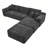 106.5" L-Shaped Corduroy Compression Sofa with Ottoman, No Assembly Required, Foam & Independent Pocket Springs-1458341024-1458341027