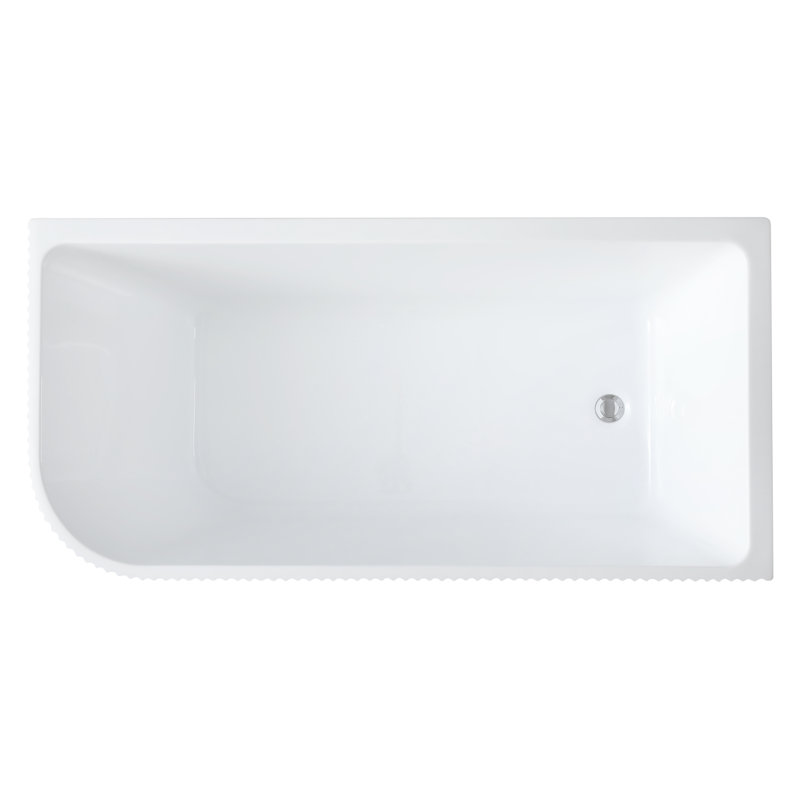 59'' Freestanding Bathtub Right Drain Corner Soaking Tubs Acrylic Bathtub with Overflow for Bathroom
